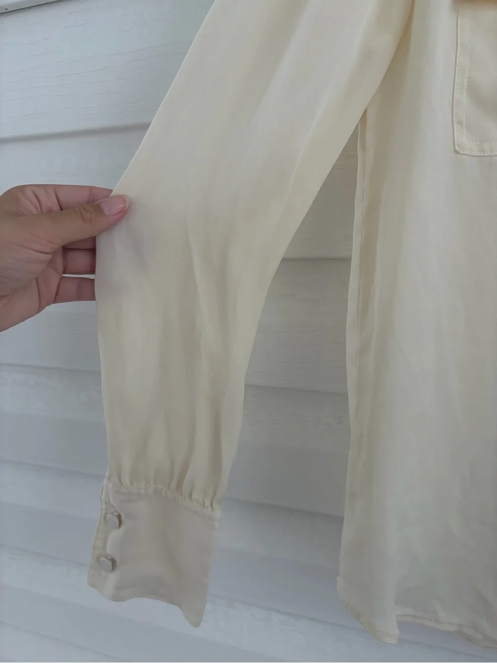 J.Crew Ivory 100% Silk Utility Button Down Shirt 00 Pocket Blouse